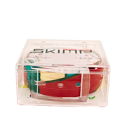 SKIMP Red Geo Belt in its clear SKIMP gift box