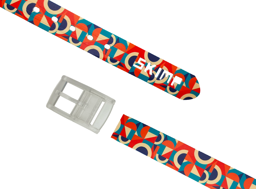 SKIMP Retro Geometric Belt with detachable clear metal-free buckle